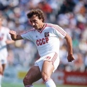 Форма сборной СССР по футболу гостевая 1985 (комплект: футболка + шорты + гетры)