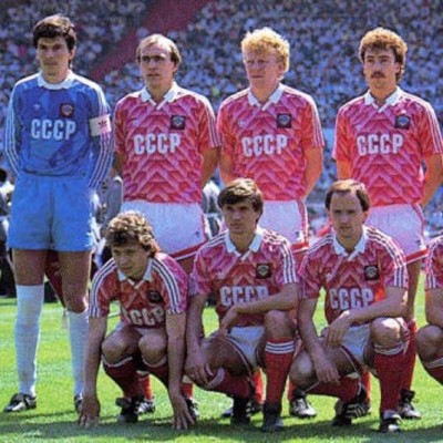 Форма сборной СССР по футболу домашняя 1988 (комплект: футболка + шорты + гетры) 